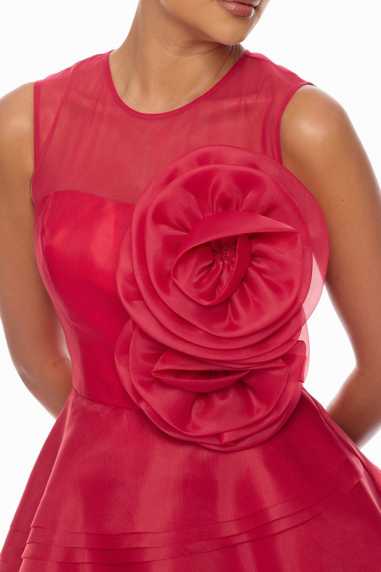 In Love Floral Applique Mini Dress - Red