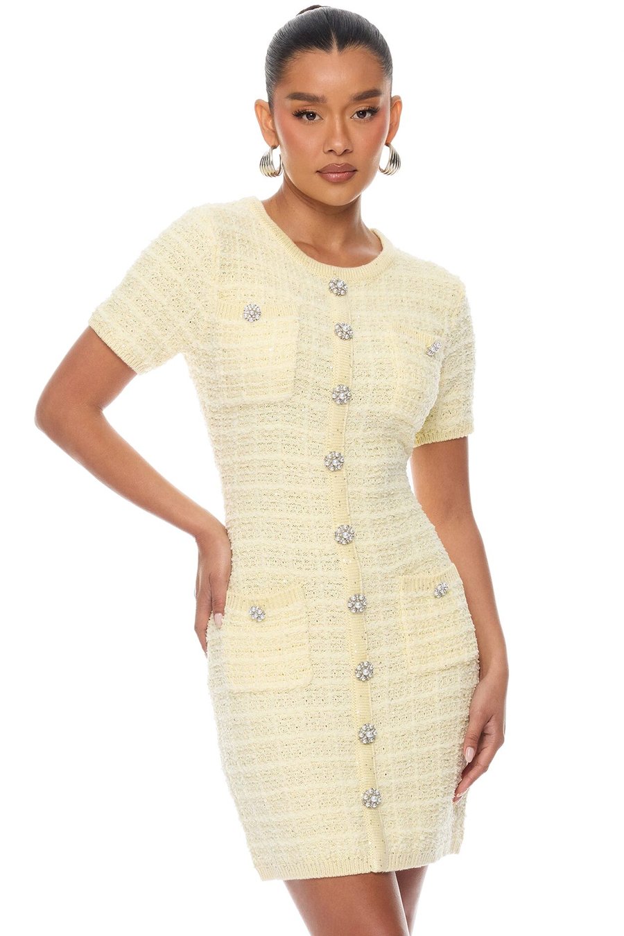 Sadie Sweater Mini Dress - Yellow