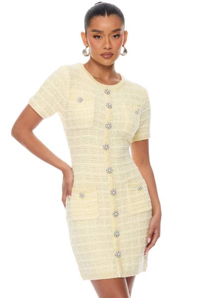 Sadie Sweater Mini Dress - Yellow