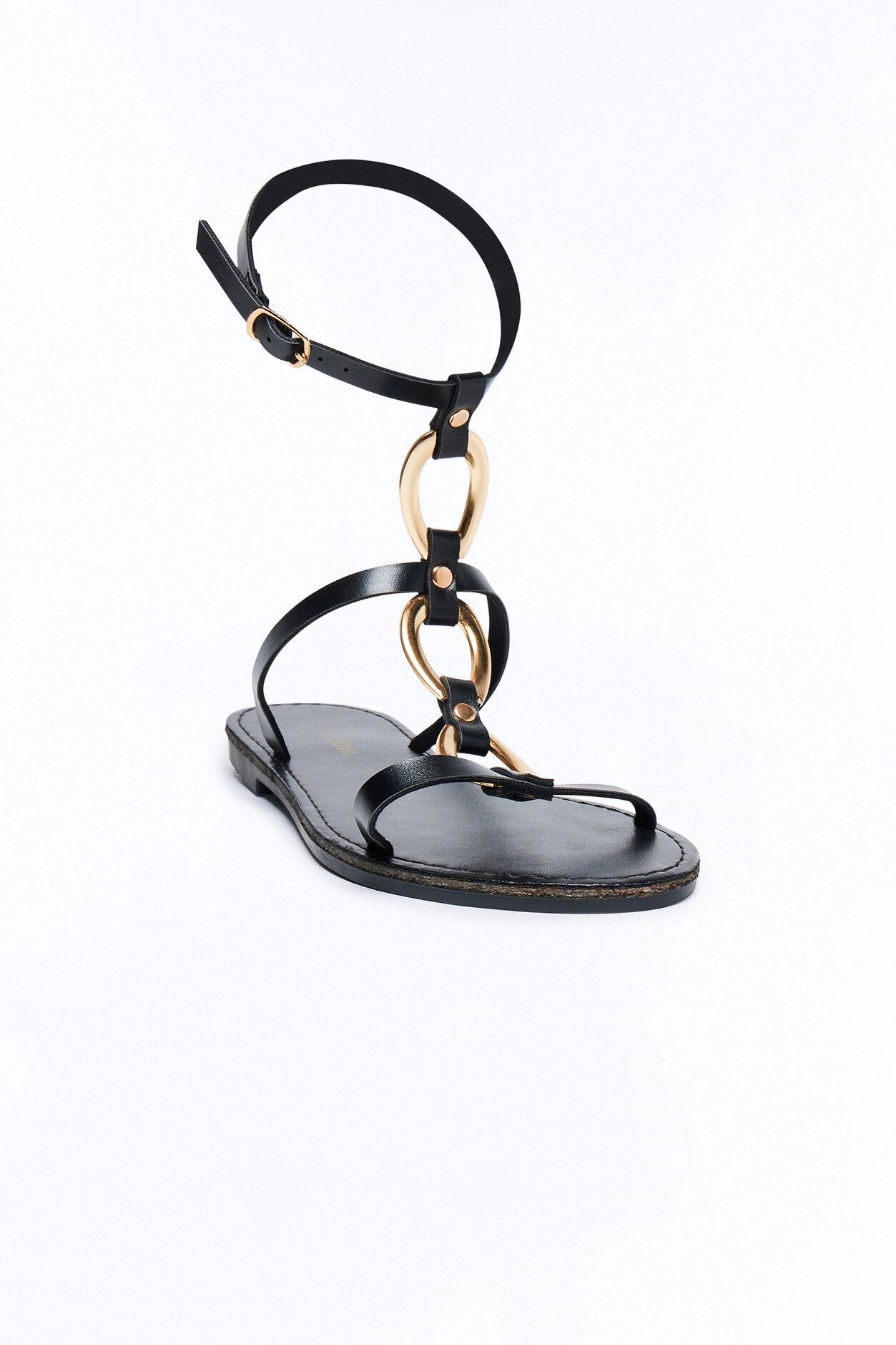 AJ Hardware Ankle Strap Sandals - Black