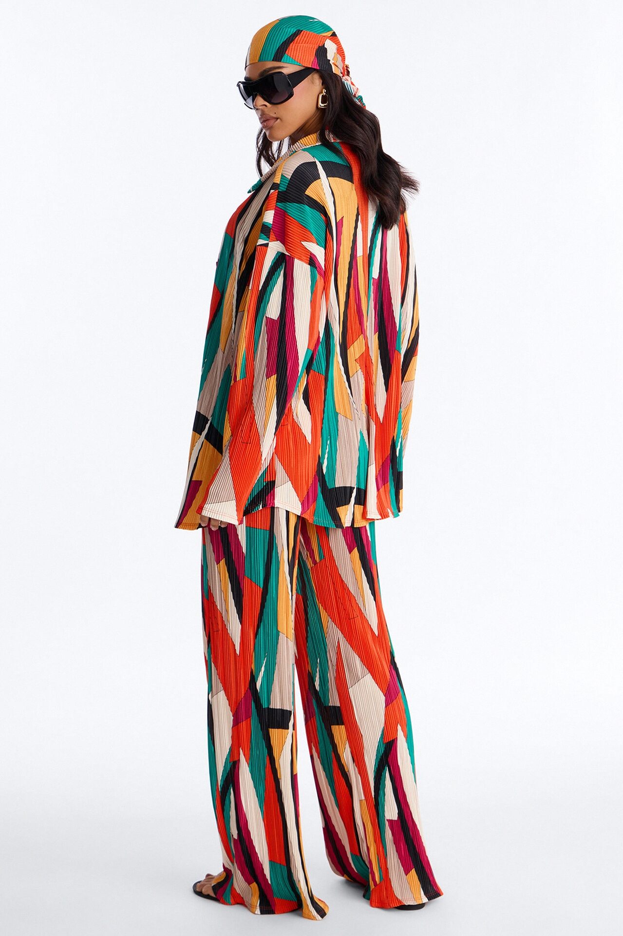 Melissa 3 Piece Plisse Pant Set - Multi Color