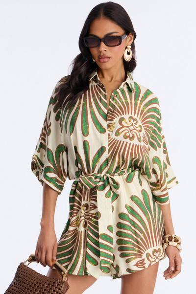 On Island Time Tropical Romper - Green/combo