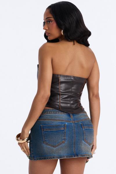 Nataliya Faux Leather Corset - Brown
