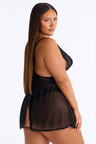 Play My Song Lace Babydoll 2 Piece Set - Black