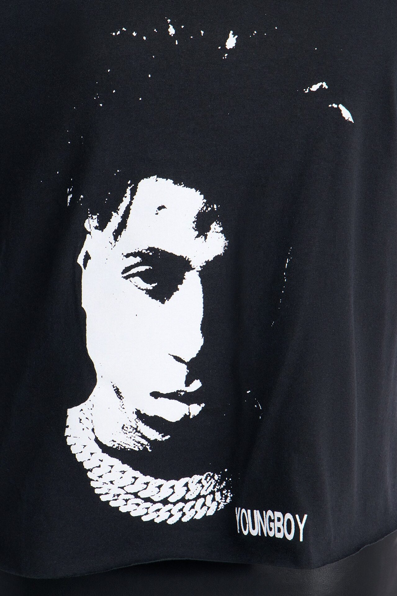 Youngboy Off Shoulder Chain Tee - Black
