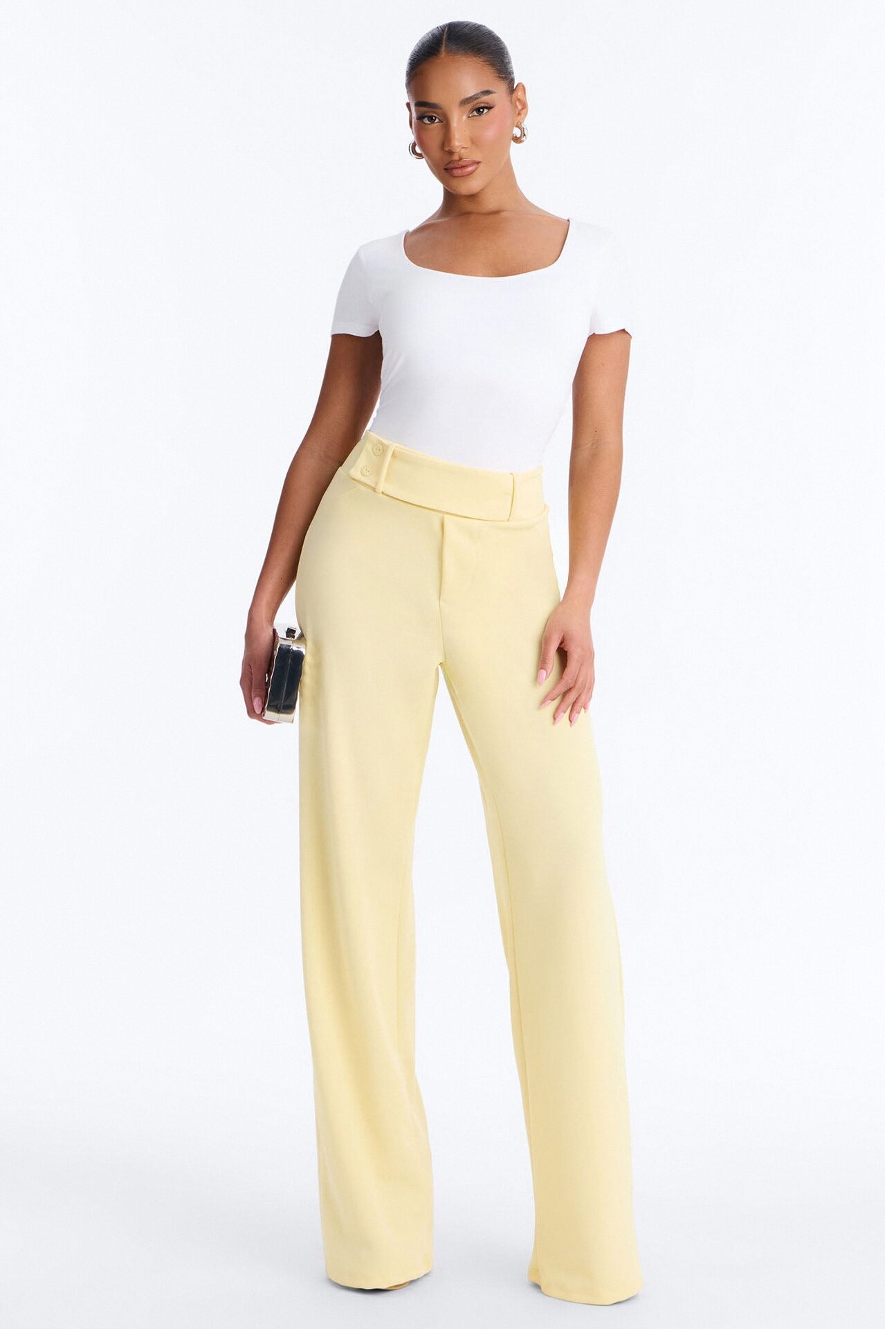 Office Tea Straight Leg Trouser Pant - Butter Yellow