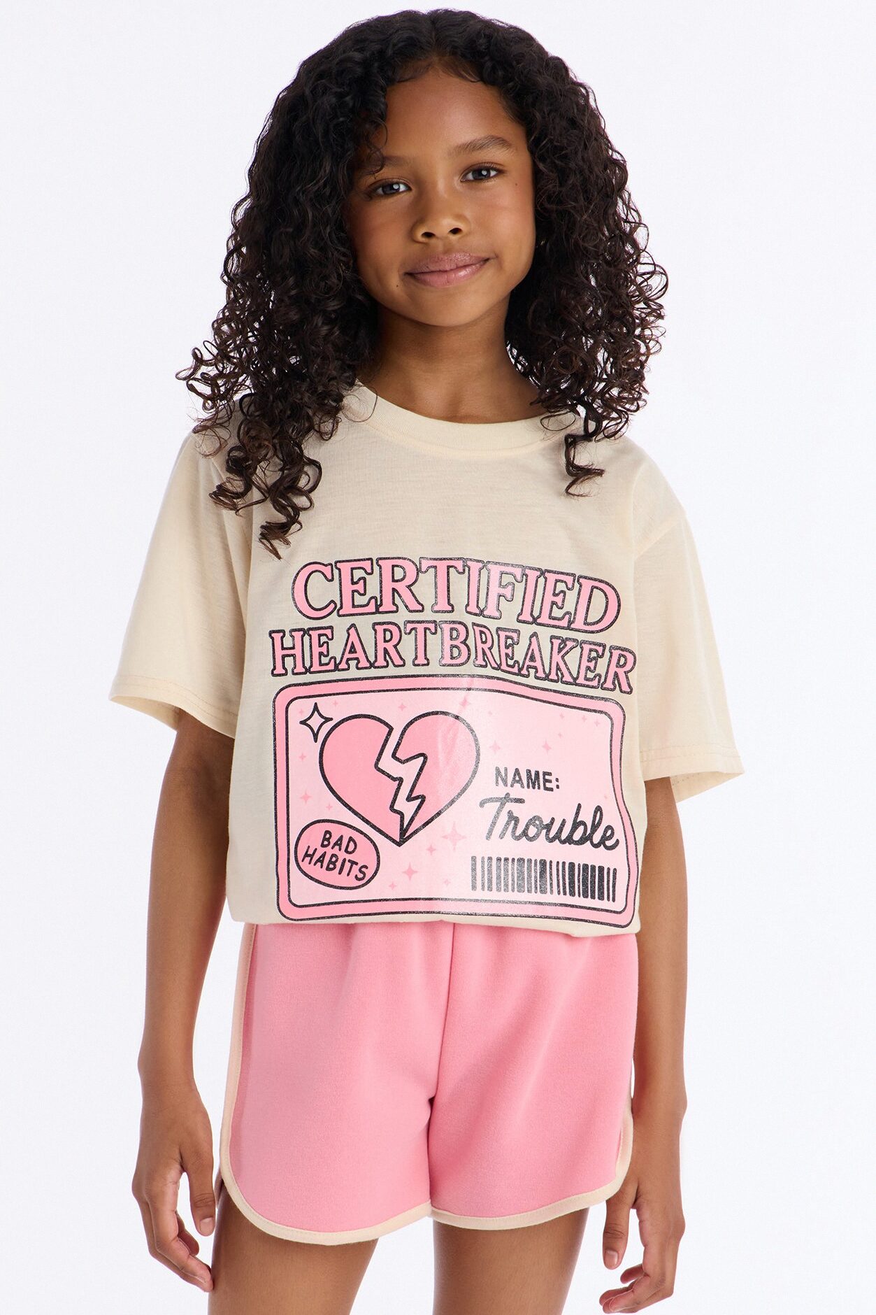 Mini Certified Heartbreaker Short Set - Sand/combo
