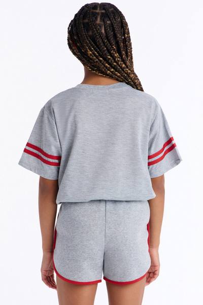 Mini Paris J'Adore Short Set - Heather Grey