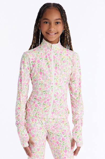 Mini So Grateful Floral Zip Jacket - White/Pink