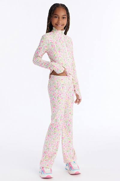Mini So Grateful Floral Flare Pants - White/Pink