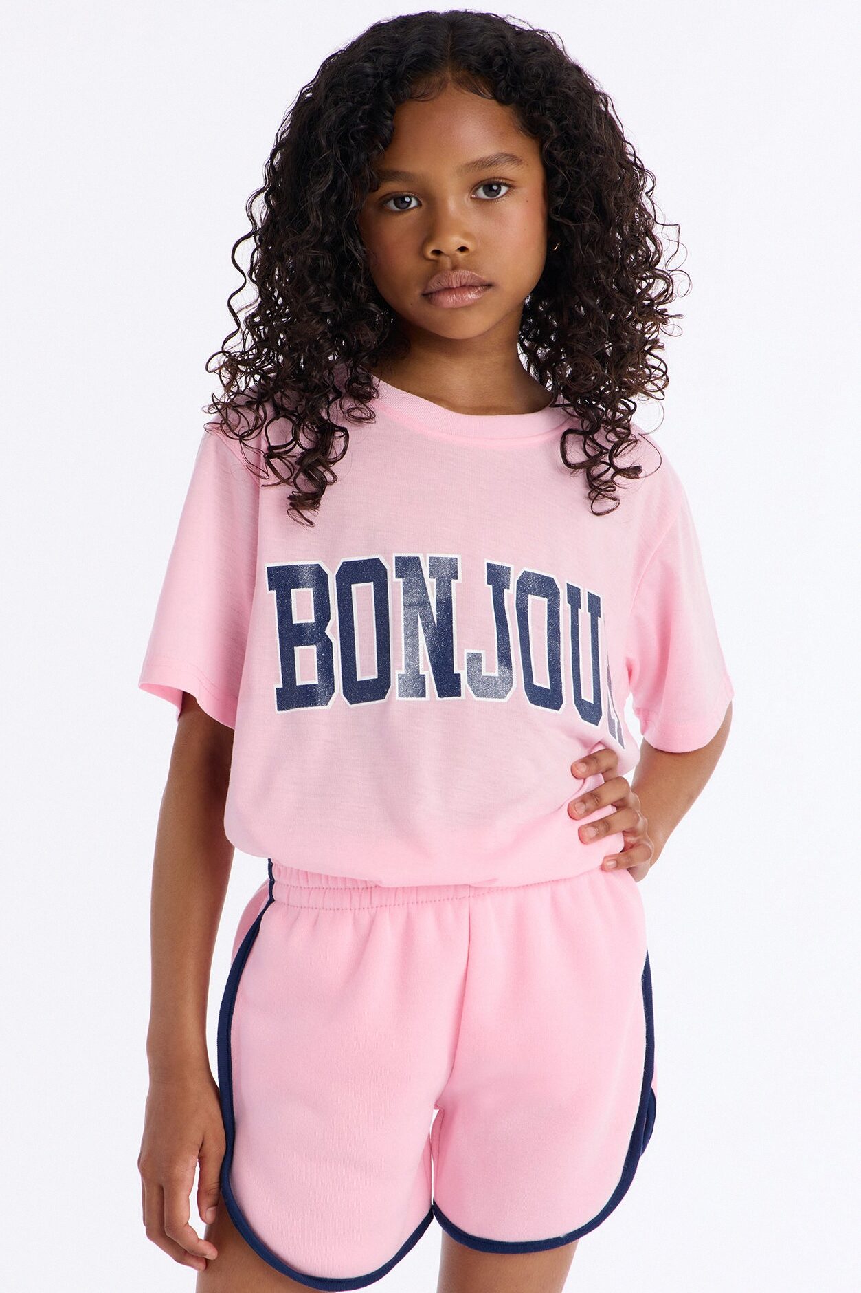 Mini Bon Jour Short Set - Pink