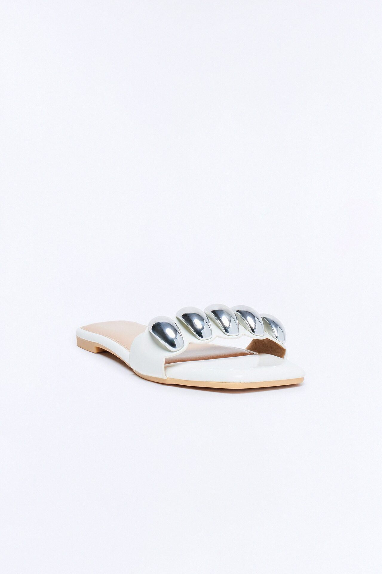 Dami Hardware Slip On Sandals - White