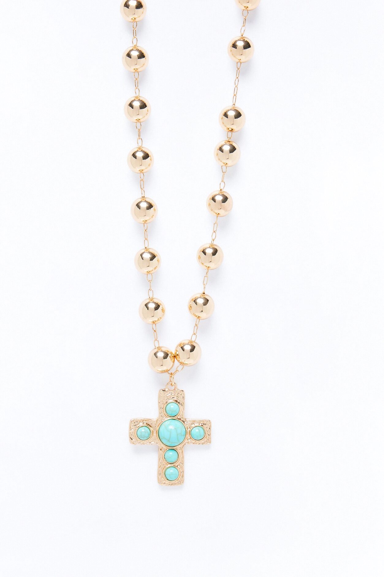 Sacred Grace Cross Pendant Necklace - Turquoise