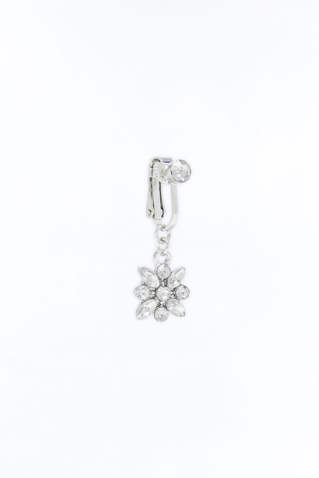 Little Daisy Rhinestone Clip On Belly Ring - Clear