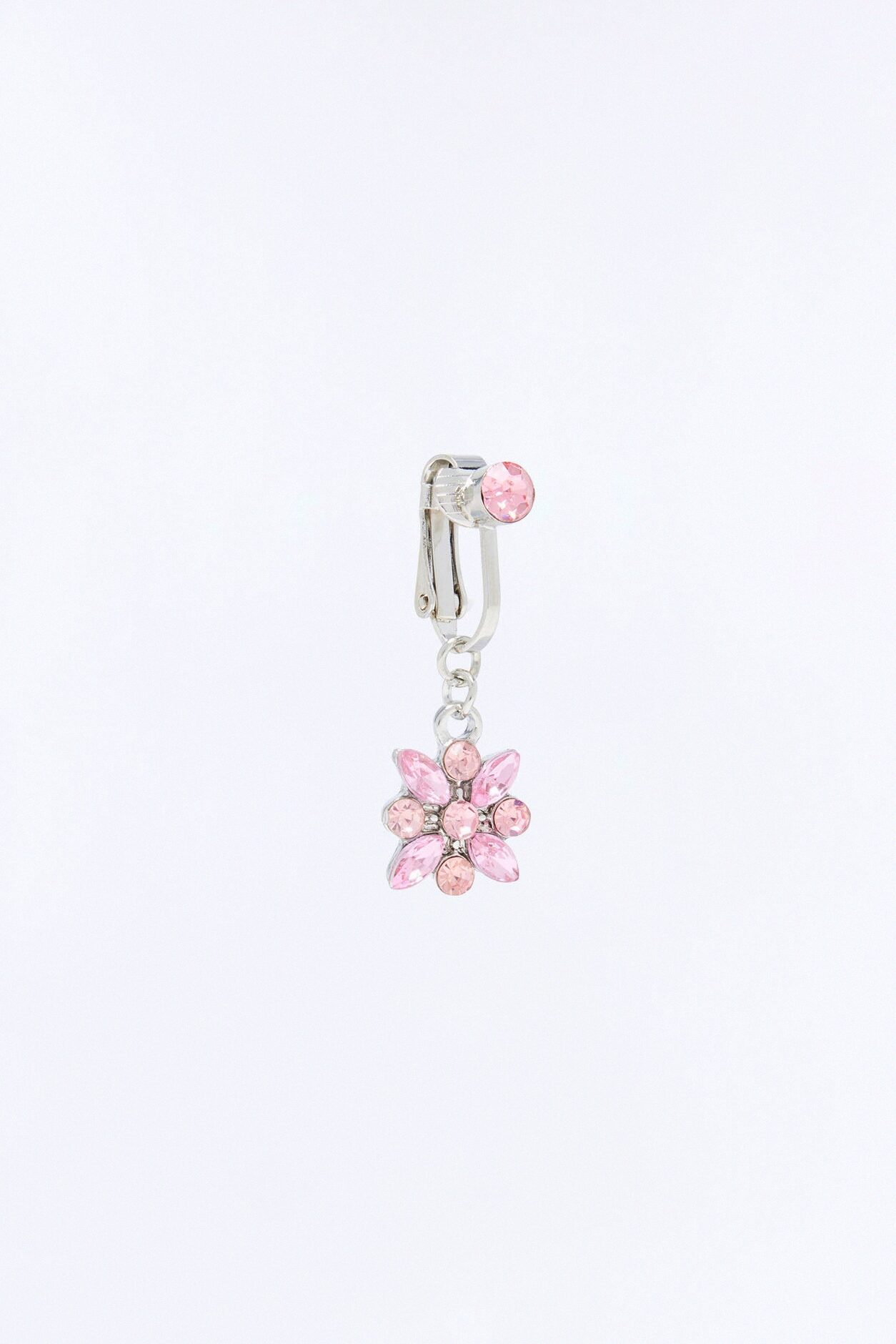 Little Daisy Rhinestone Clip On Belly Ring - Pink