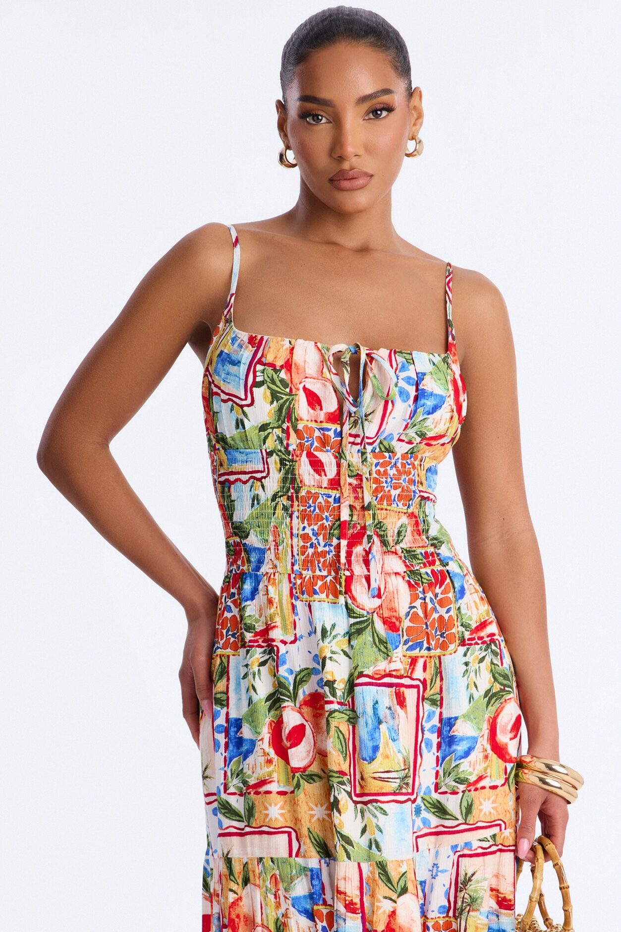 Portofino Smocked Maxi Dress - Multi Color