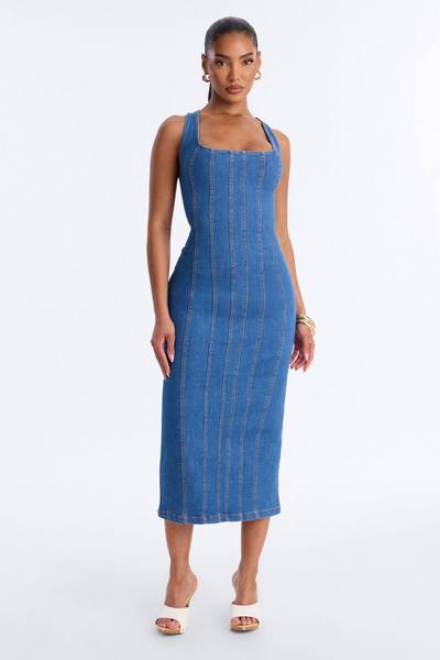 Finley Denim Midi Dress - Medium Wash