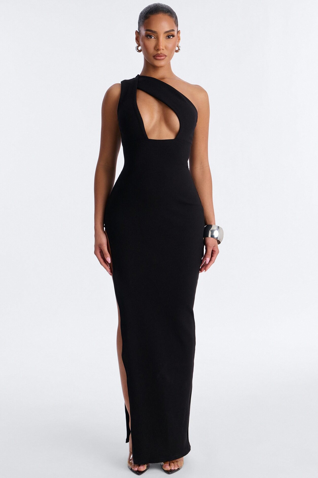 Scarlett Snatched High Slit Maxi Dress - Black