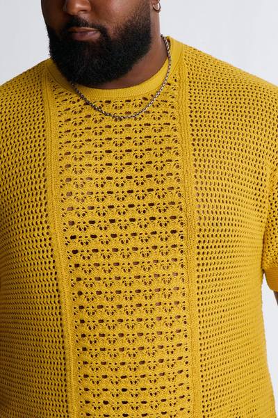 Relaxed Jonathon Crochet Crewneck Tee - Mustard