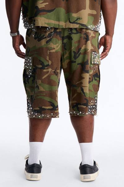 Baggy Pearl World Embellished Short - Camouflage