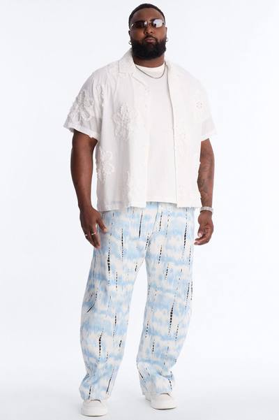 Dusty Bloom Cuban Collar Shirt - White