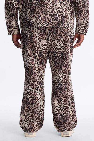 Straight Flare Marcy Wild Leopard Print Pant - Brown
