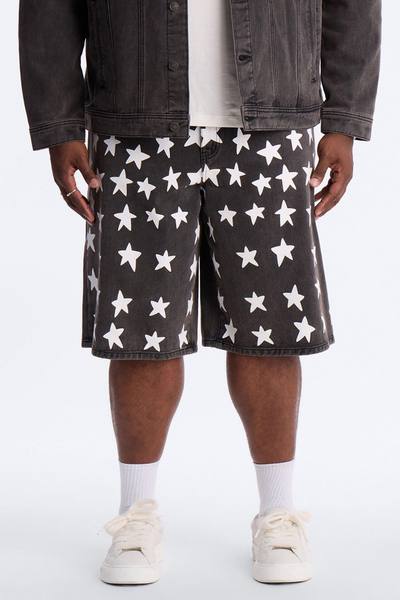 Baggy Star Spangled Denim Short - Black Wash