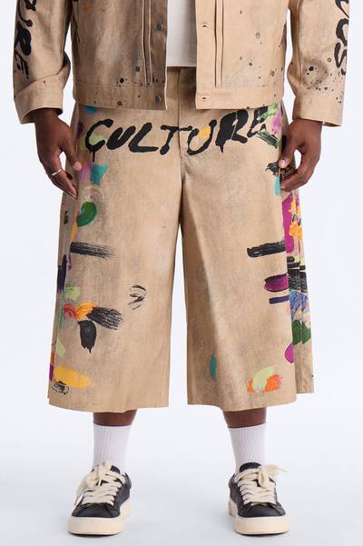 Super Baggy Culture Society Paint Splatter Short - Khaki