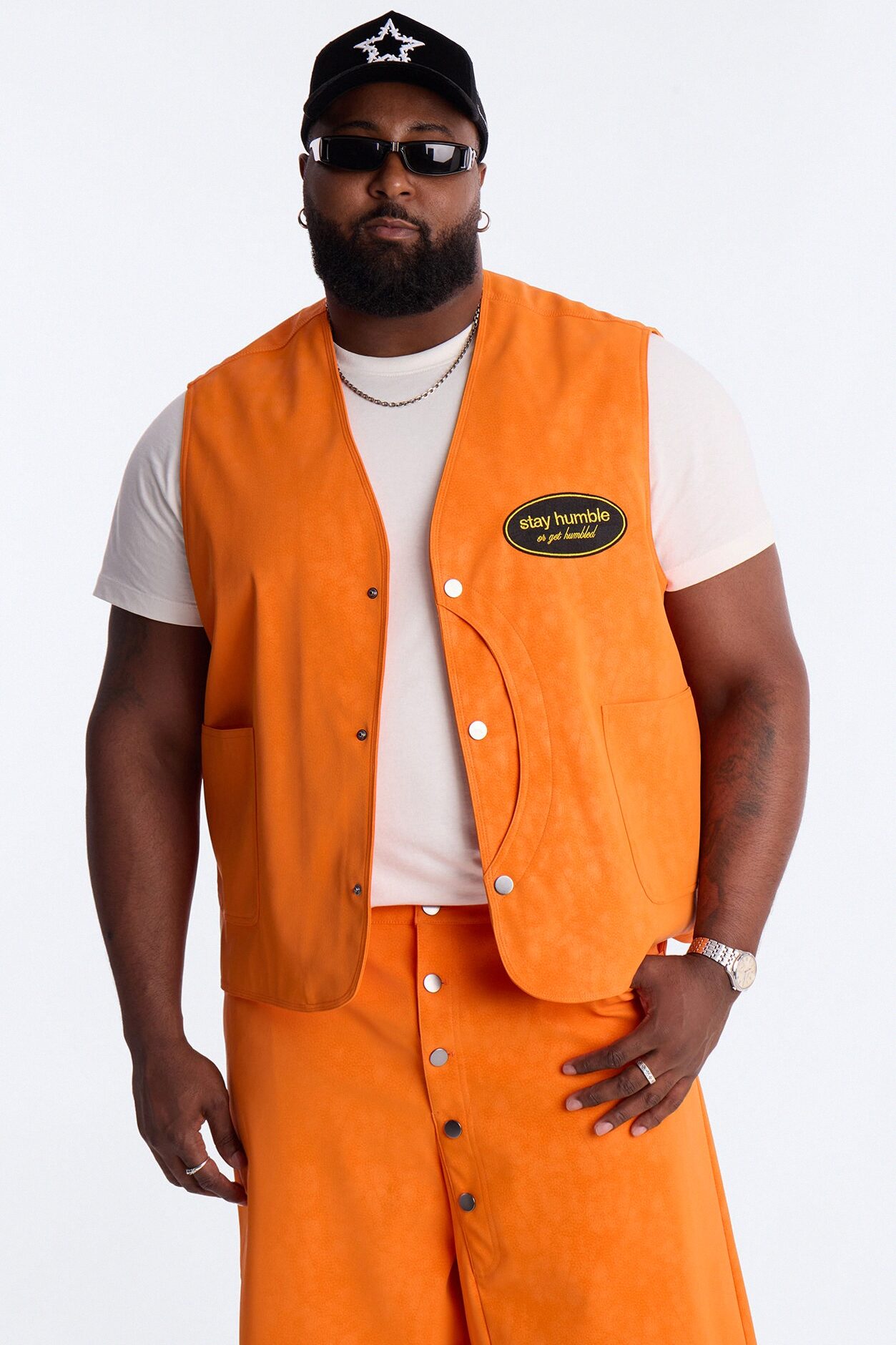 Rebel Hyde Faux Leather Vest - Orange