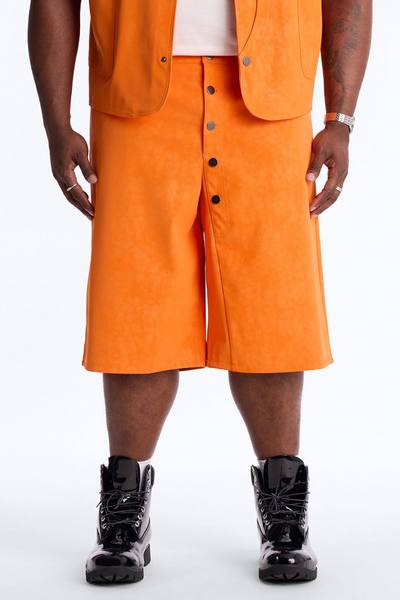 Baggy Rebel Hyde Faux Leather Short - Orange