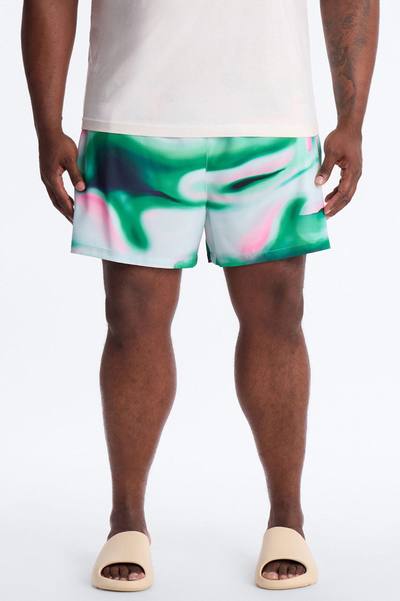 Relaxed Futuristic Abstract Acid Blur Swim Trunk 4″ - Green