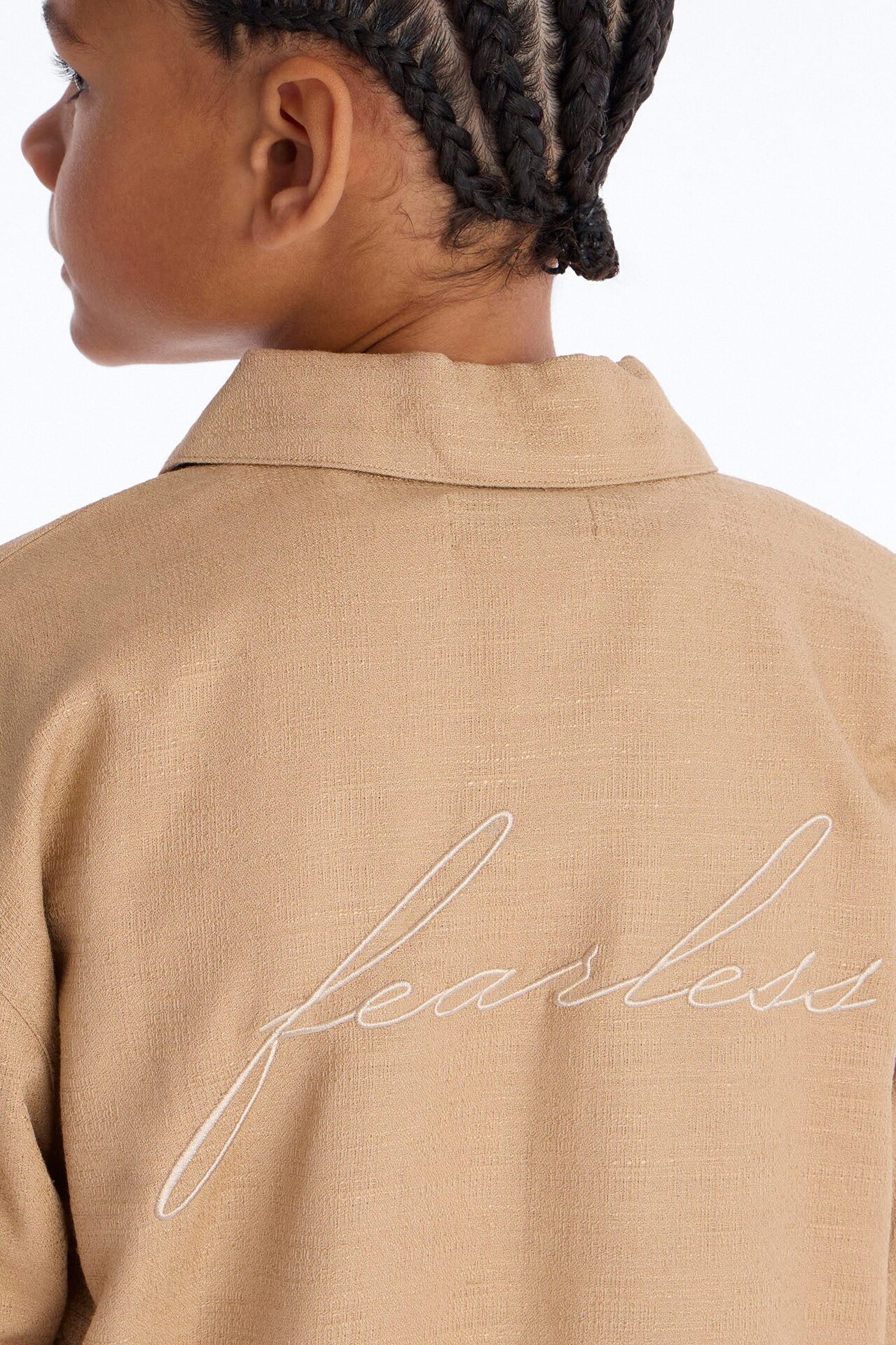 Mini Oversized Tropic Fearless Polo Shirt - Tan
