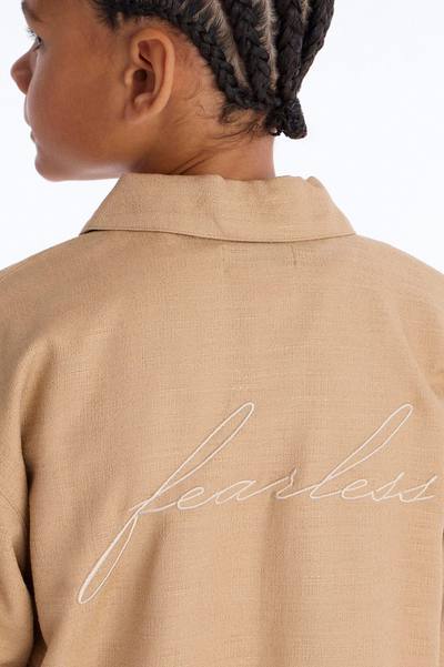 Mini Oversized Tropic Fearless Polo Shirt - Tan