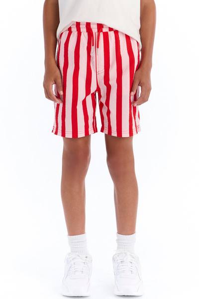 Mini Striped Party Seersucker Swim Trunk 6″ - Red
