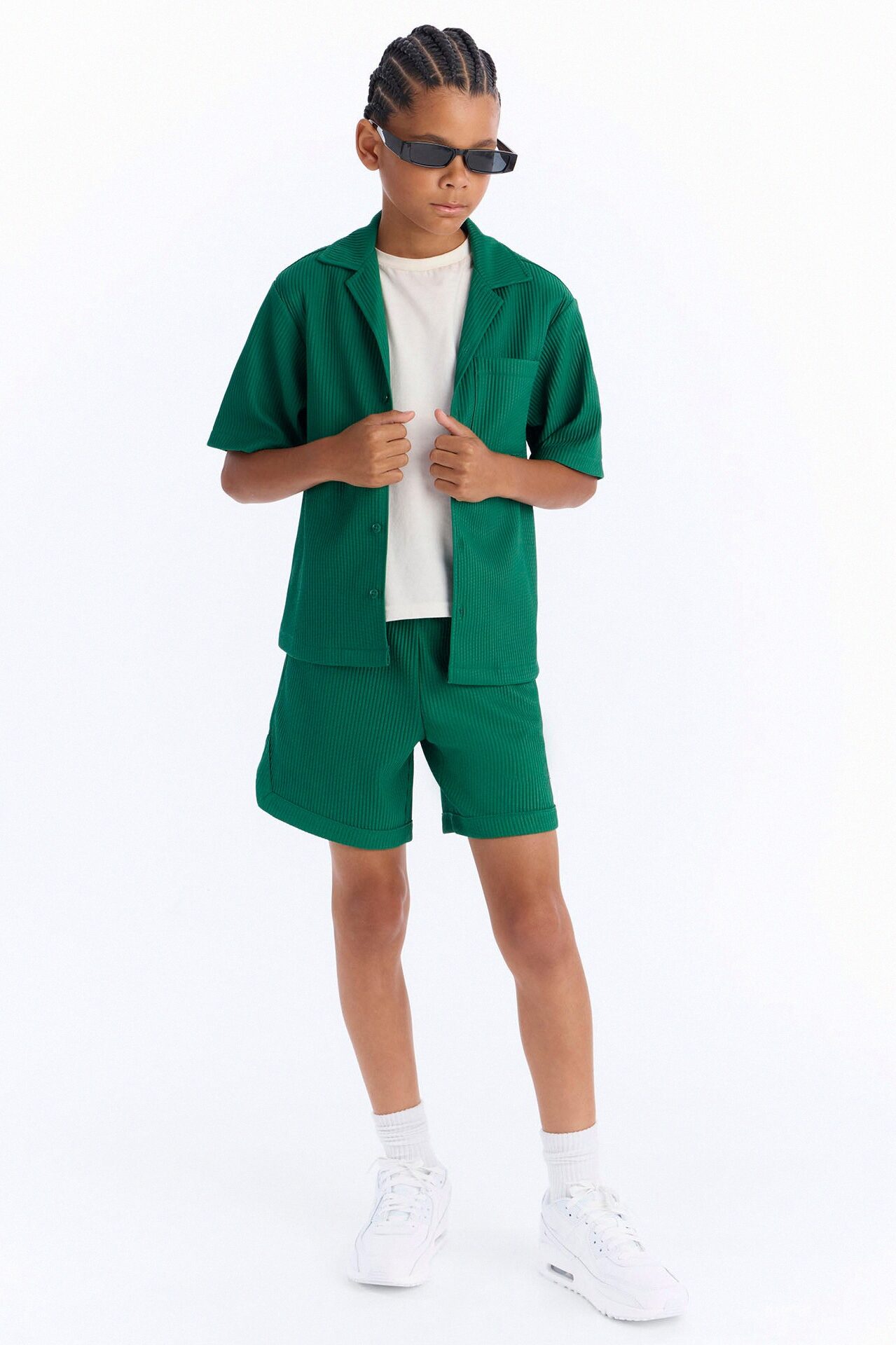 Mini Show Up Short Sleeve Cuban Shirt - Green
