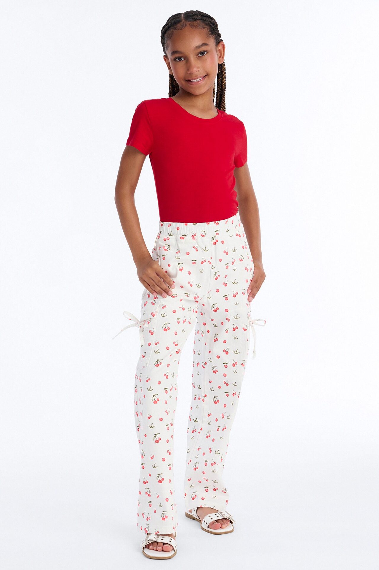 Mini Cheerful Cherries Jeans - White/combo