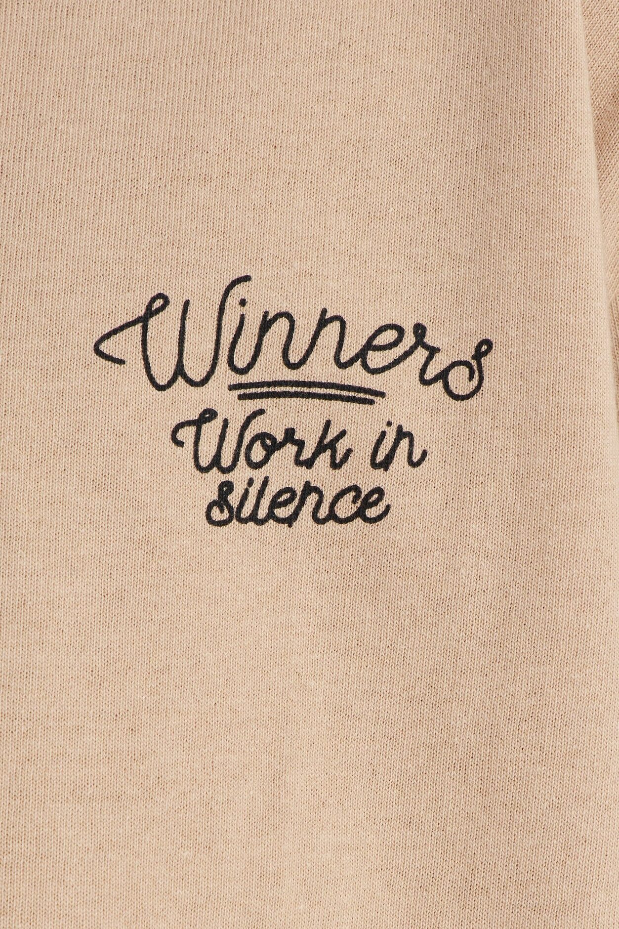 Mini Pray And Paper Chase Embroidery Short Sleeve Tee - Khaki