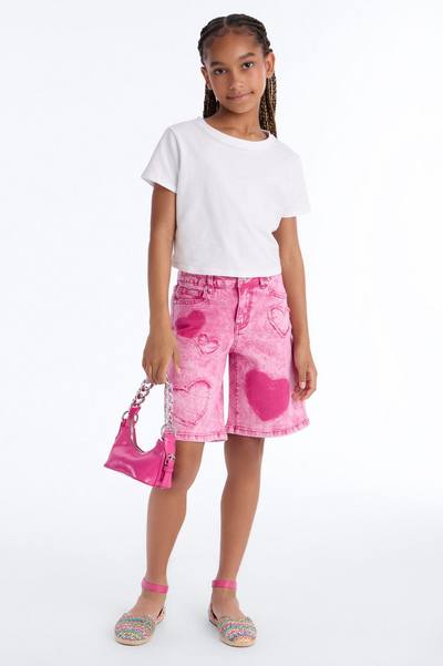 Mini Just Because Jorts - Fuchsia