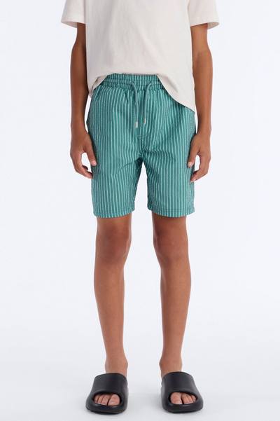 Mini Striped Relaxin' Seersucker Swim Trunk 6″ Trunk - Green