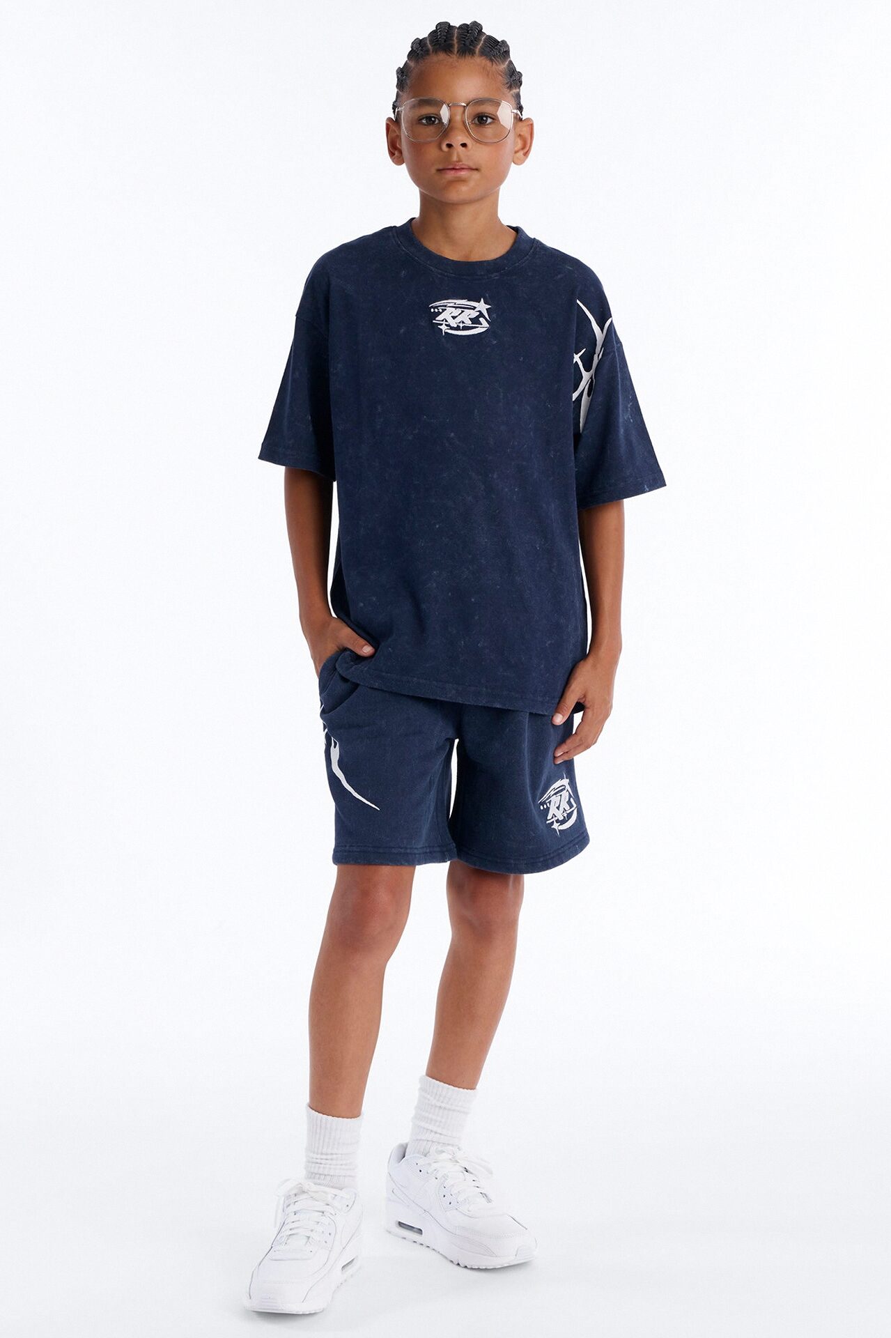 Mini Royalty Rule Sweatshorts - Navy