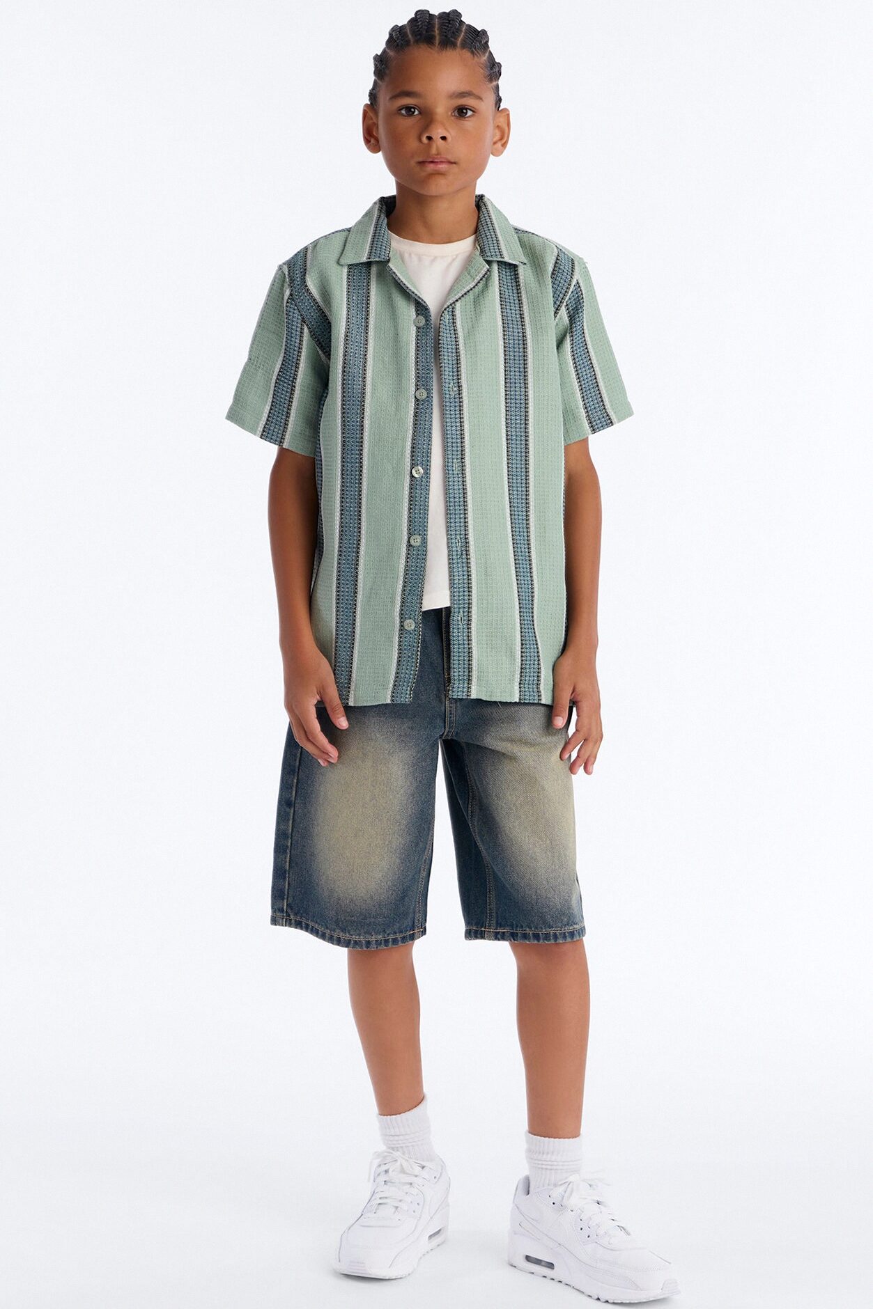 Mini Like I Said Striped Button Down Shirt - Sage