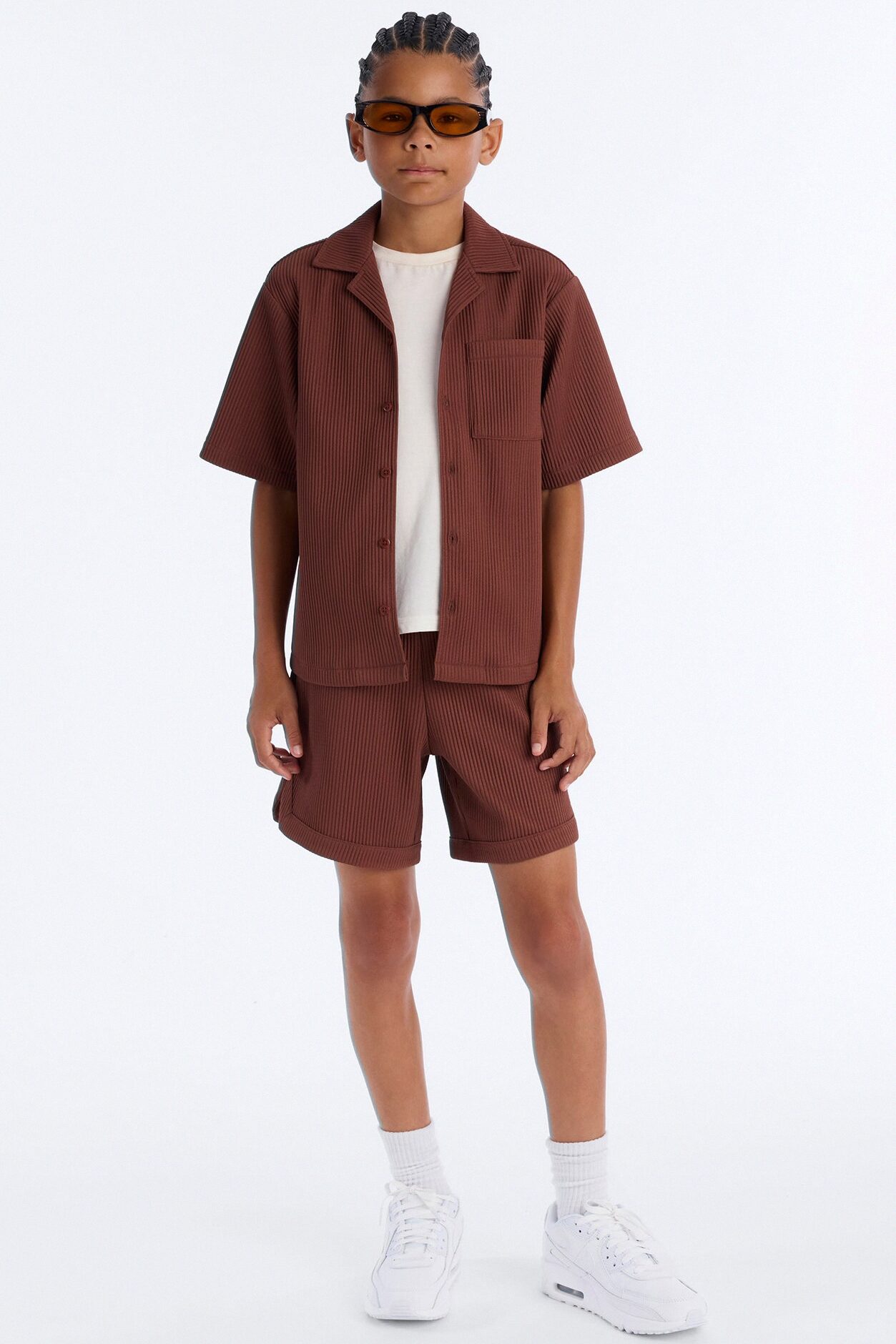 Mini Show Up Short Sleeve Cuban Shirt - Chocolate