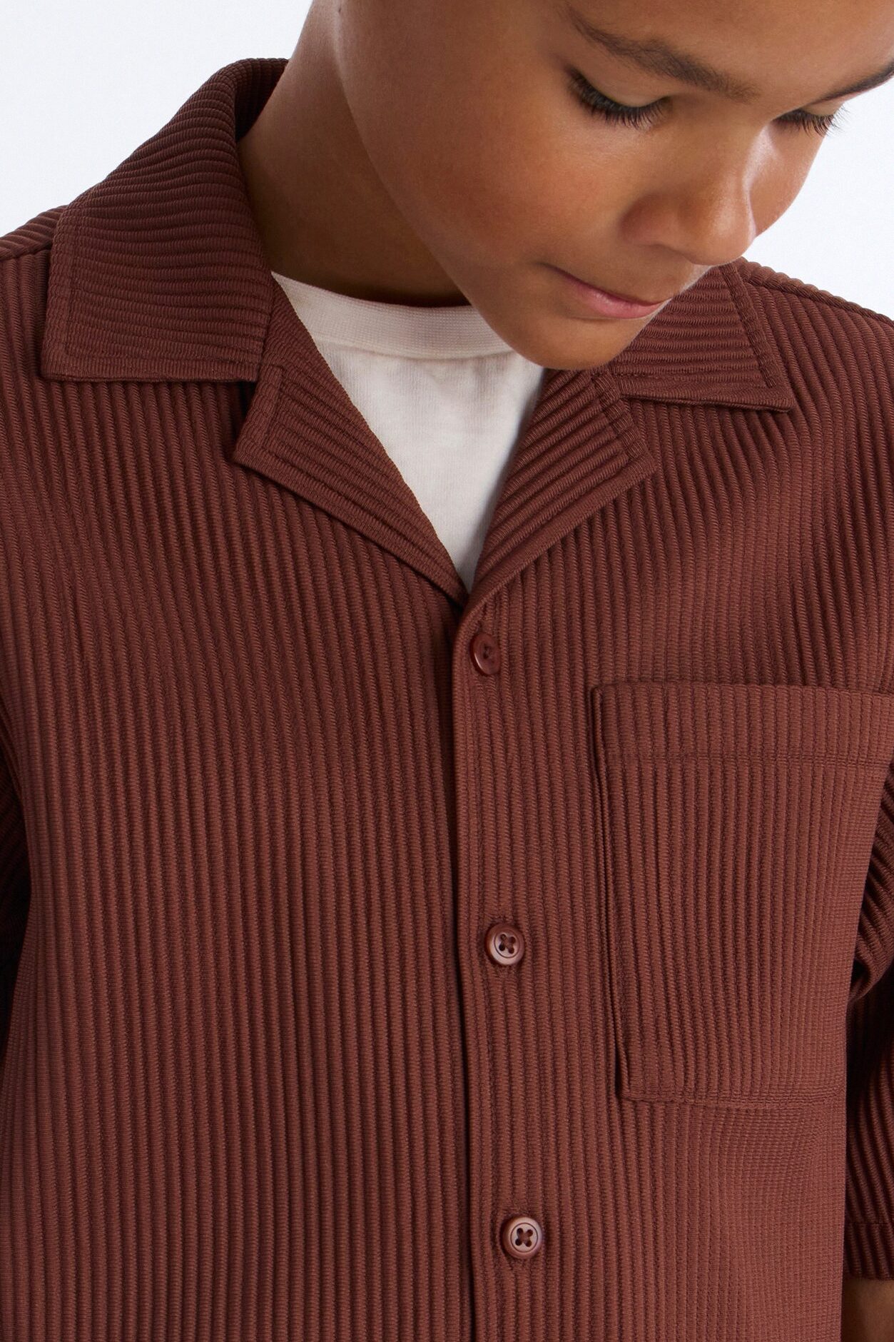 Mini Show Up Short Sleeve Cuban Shirt - Chocolate
