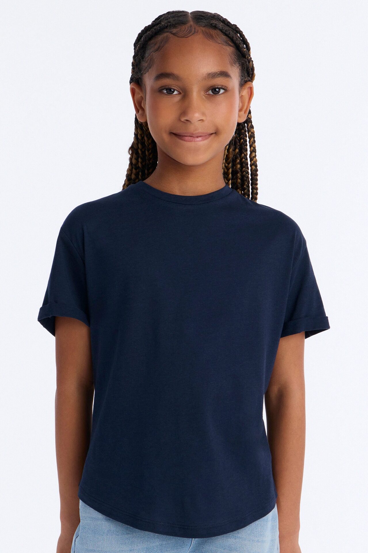 Mini Annie Cuffed Short Sleeve Top - Navy