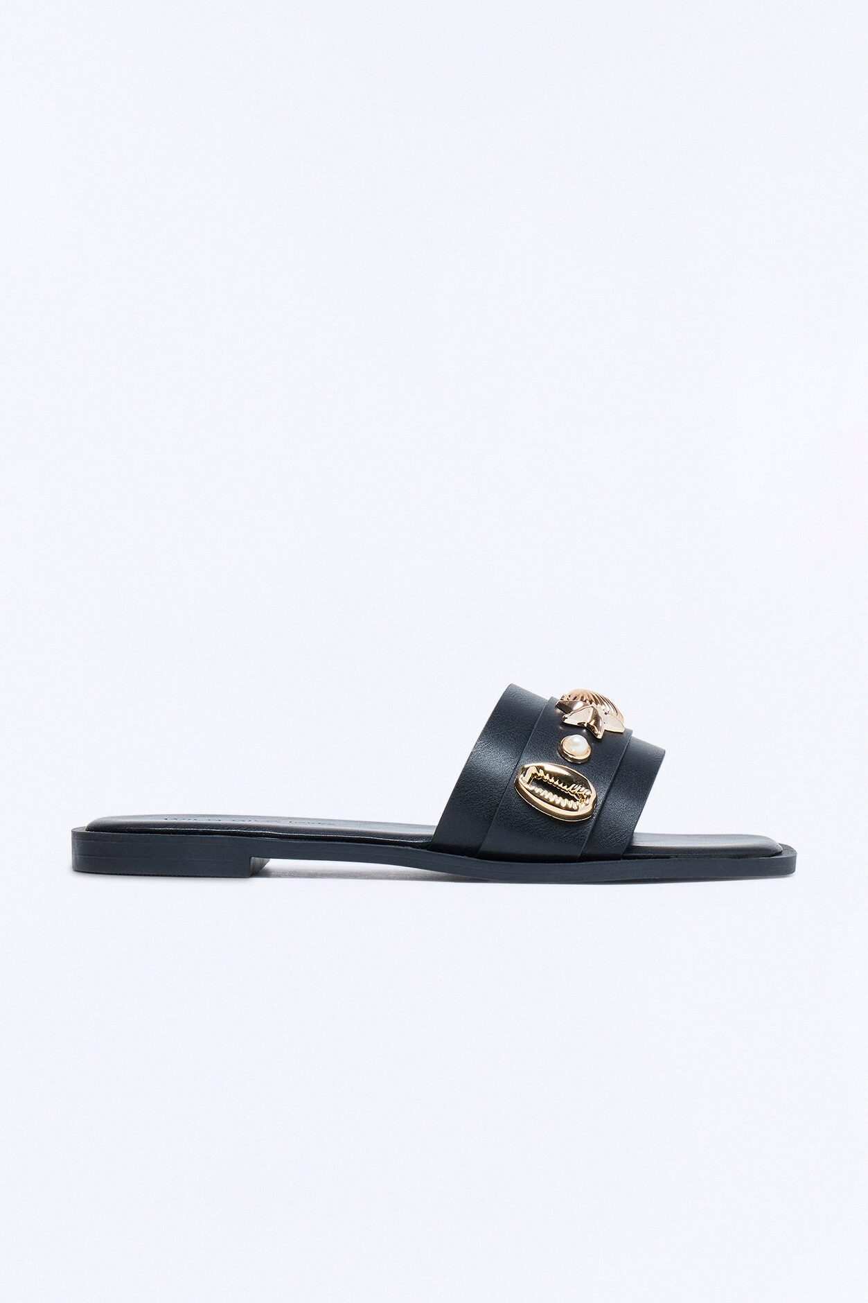 Cosette Hardware Slip On Sandals - Black