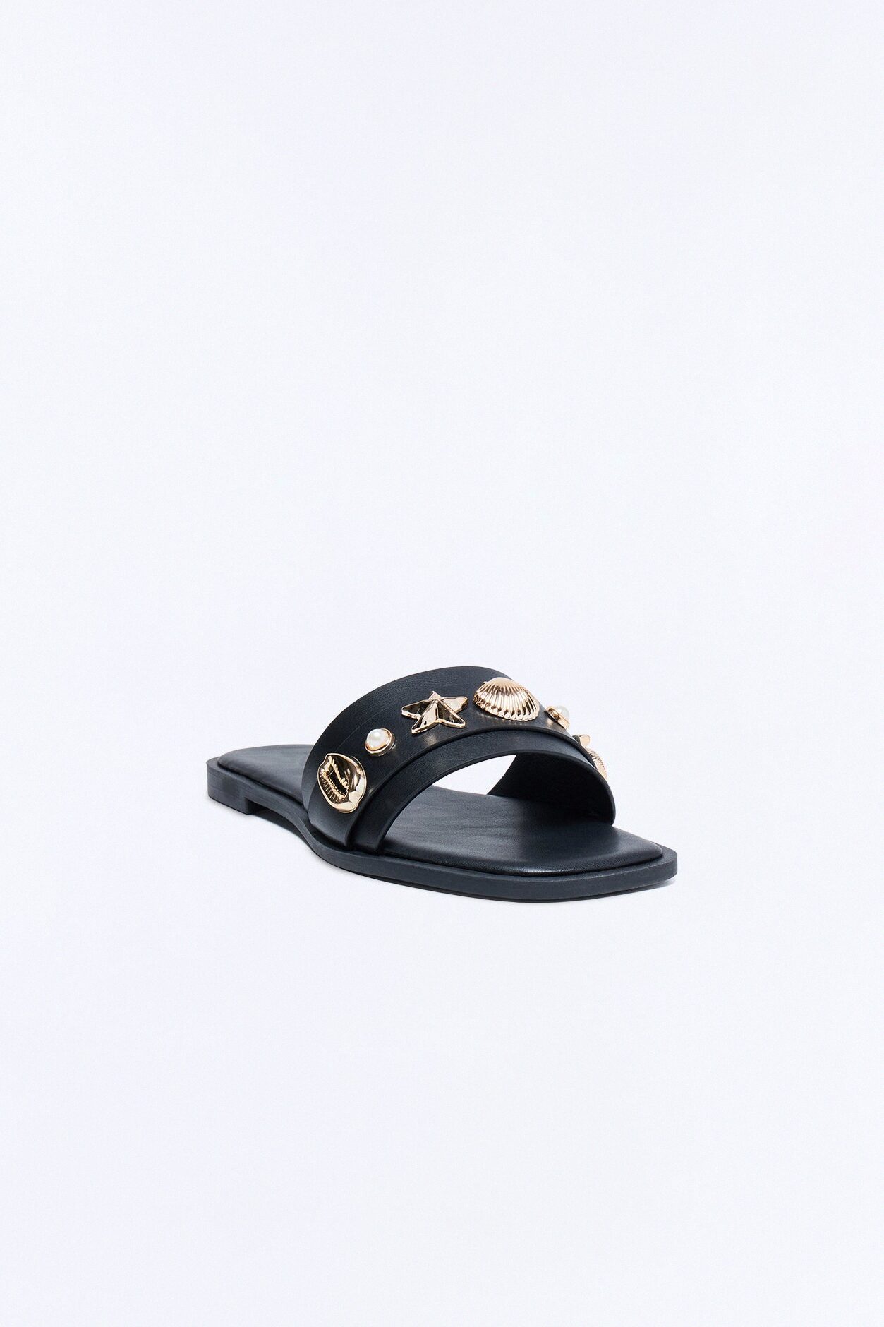 Cosette Hardware Slip On Sandals - Black