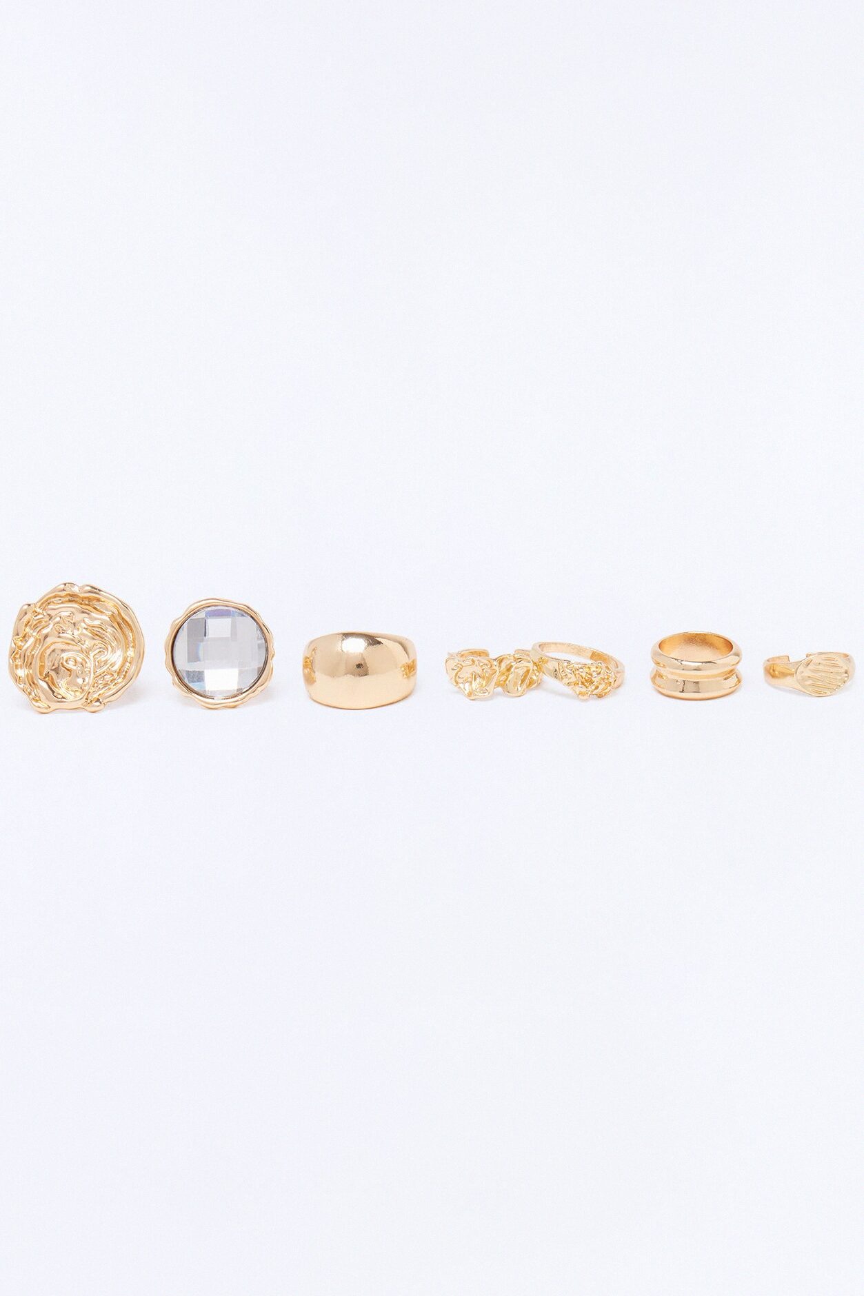 Positive Aura 7 Piece Ring Set - Gold