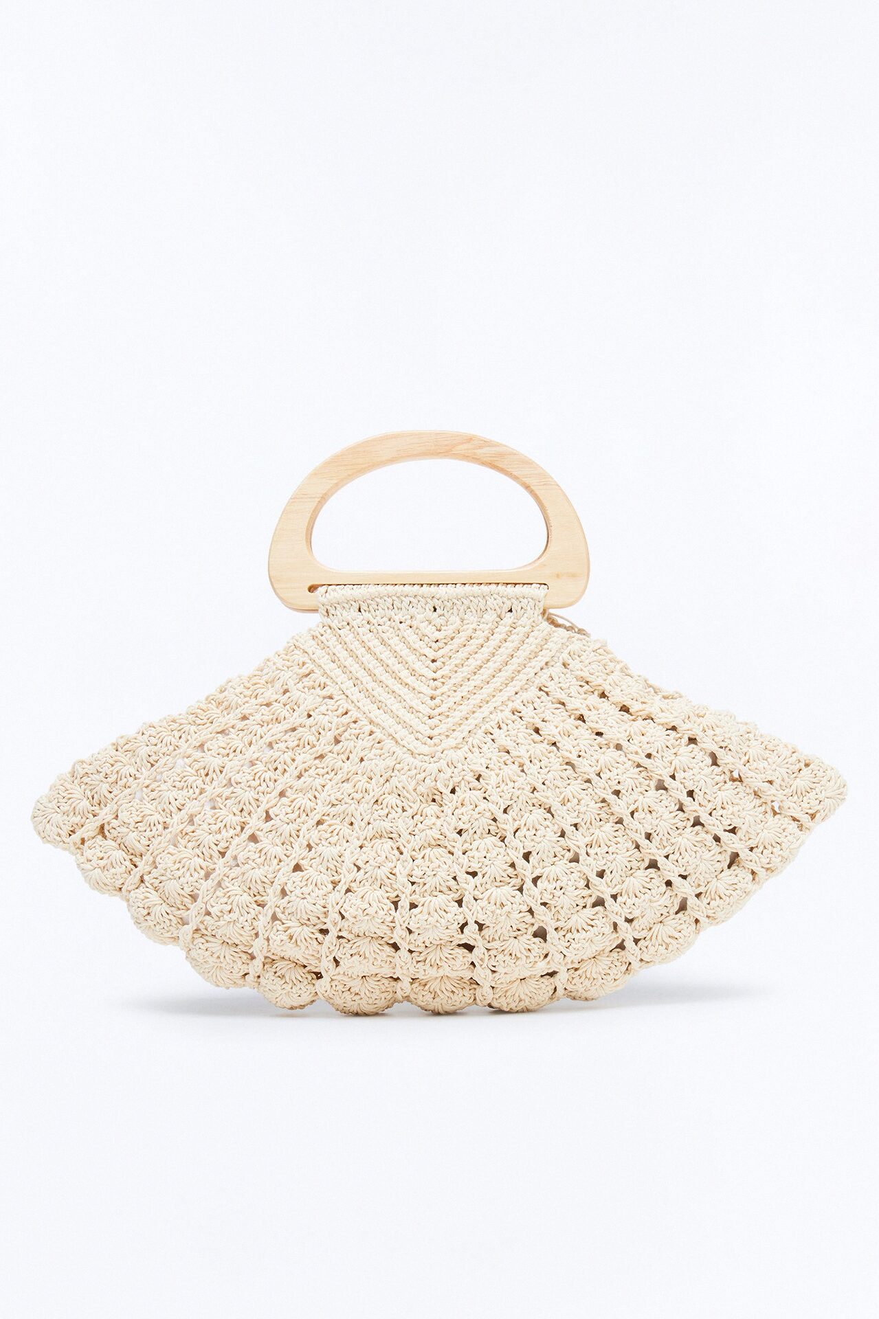 Shellscape Crochet Satchel Handbag - Natural/Combo