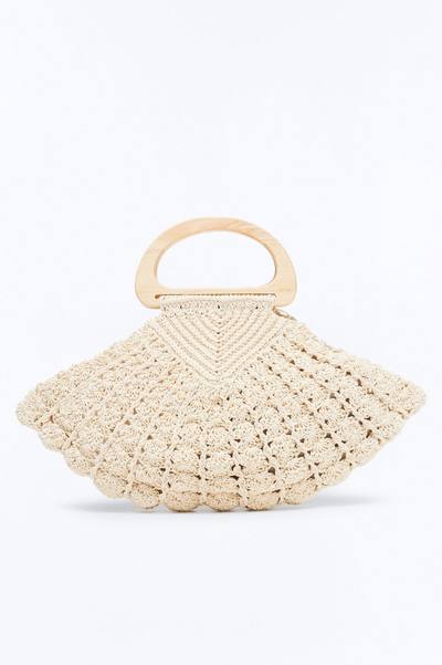 Shellscape Crochet Satchel Handbag - Natural/Combo