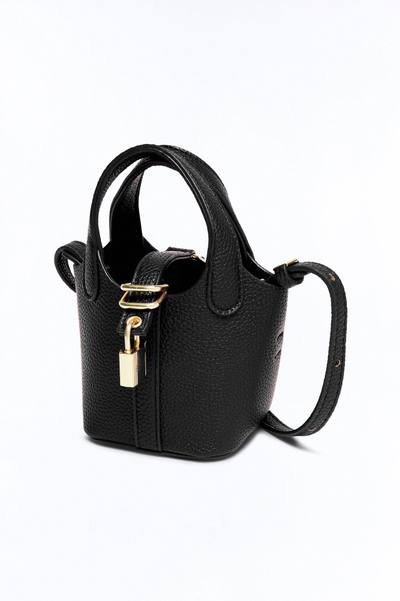 Lock Your Heart Faux Leather Mini Satchel - Black